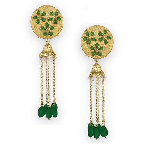 Spargz Women's Antique with Long Chain Jhumki Gold Plated Synthetic ...