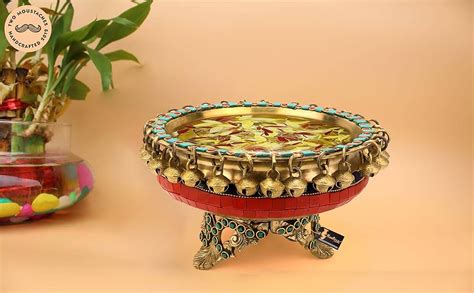 Buy Two Moustaches Gemstone Work Brass 8 Inches Urli Bowl on Ethnic ...