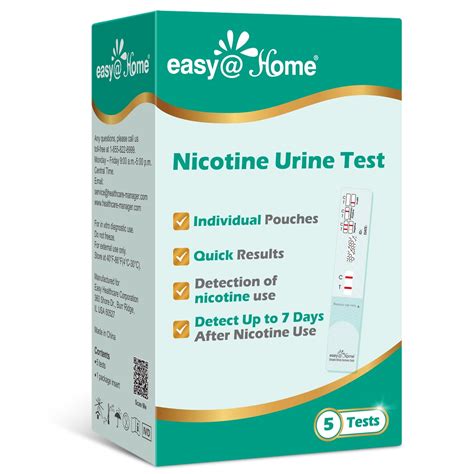 Easy@Home (5 Pack) Nicotine Urine Test to Detect Cotinine (Metabolite of Nicotine) at Cut-Off ...
