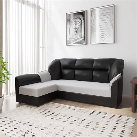 WESTIDO Cyrus Leatherette 4 Seater Sofa (Finish Color - Black Grey, DIY ...