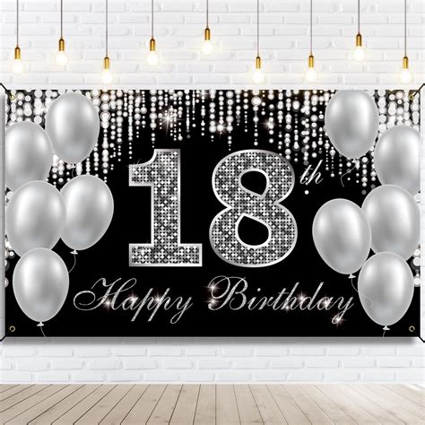 Amazon.com : HTDZZI 18th Birthday Banner Backdrop, Happy 18th Birthday ...
