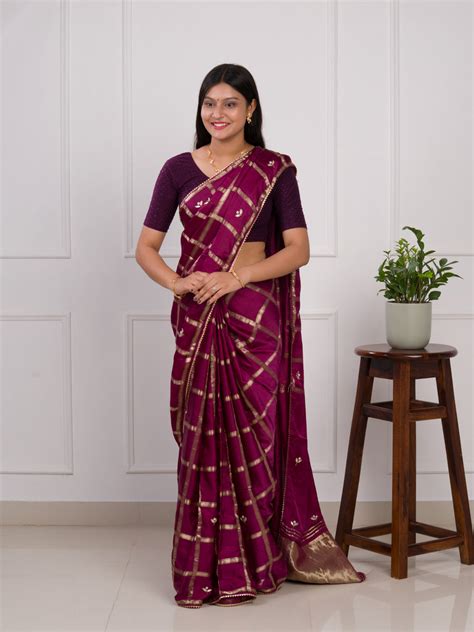 KcPc Latest Arrival Designer Gaji Silk Gotapatti Handwork Saree Wine ...
