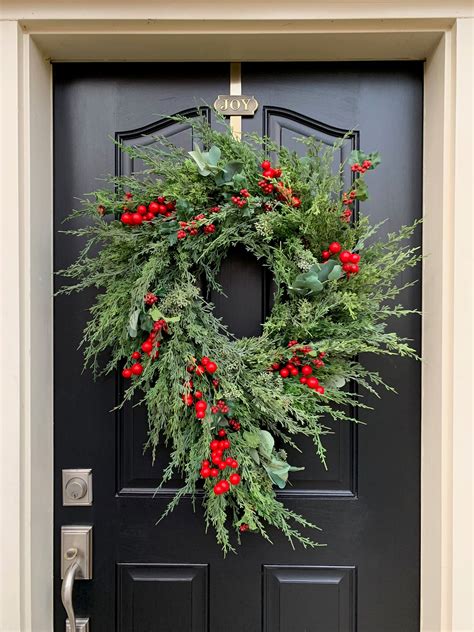 Christmas Wreaths for Front Door, Artificial Holiday Pine Wreath With ...