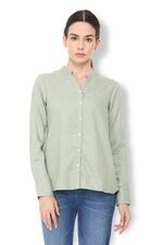 Buy Women Grey Solid Long Sleeves Formal Shirt Online - 350336 | Van Heusen