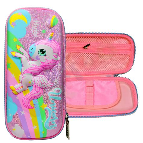 VikriDA Unicorn Pink Hardtop Pencil Case with Multiple Compartments ...