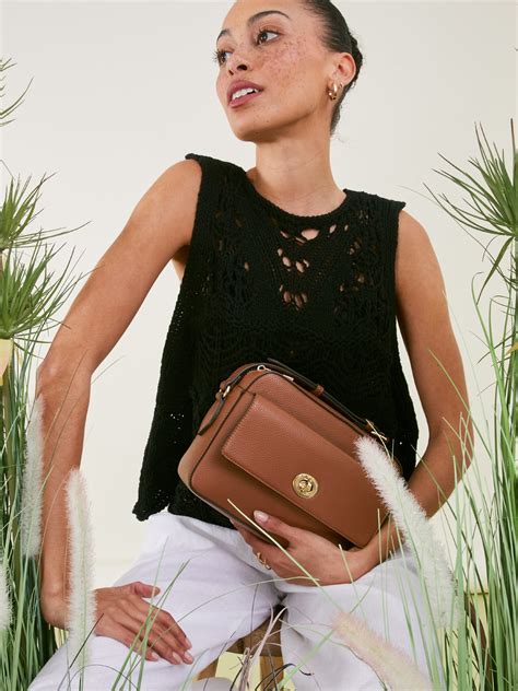 Buy Tan Boxy Twist Lock Cross Body Bag Online - Accessorize India