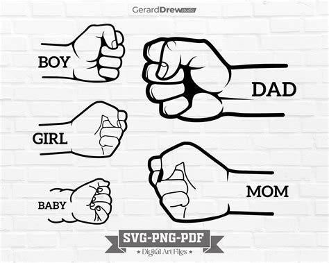 Family Fist Bump Set SVG PNG PDF Father's Day Design - Etsy