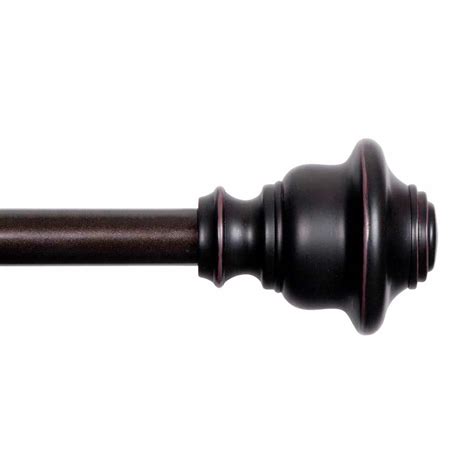 Finn 5/8" Black Fast Fit Decorative Curtain Rod, 36-66"