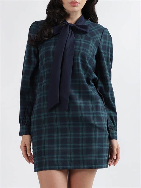 Shop Iconic Women Checked Tie-Up Full Sleeves Dress Online – Iconic India