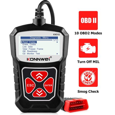 KONNWEI KW310 OBD2 Scanner Full OBDII Functions 10 Modes Car Engine ...