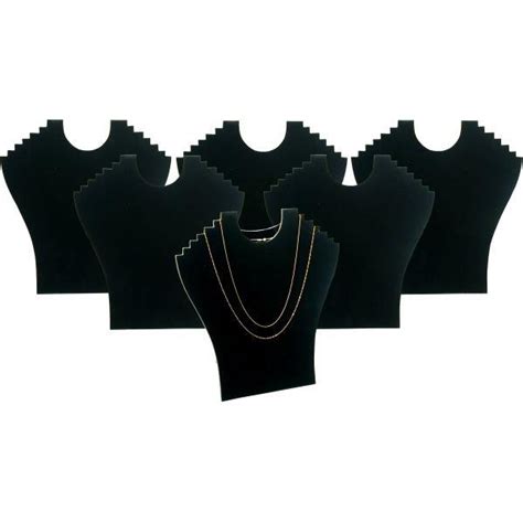 6 6 Tier Black Flocked Cardboard Necklace Chain Display Bust Easels ...