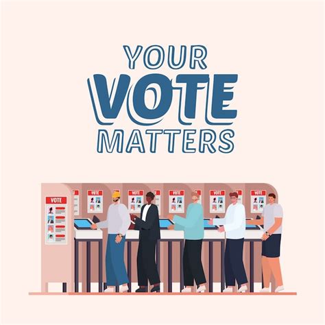 Men at voting booth with your vote matters text design, elections day ...