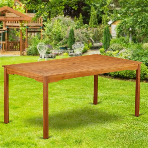 Wooden Outdoor Coffee Table | Wooden Patio Table – East West Furniture ...