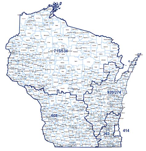 Image result for Wisconsin Area Code Map
