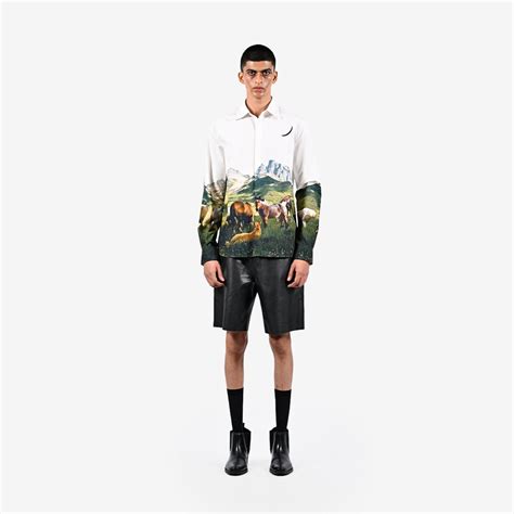 Open fields printed cotton shirt - White – HUEMN