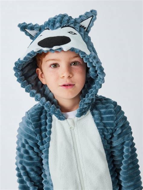 John Lewis Kids' Werewolf Ribbed Onesie, Blue, 6 years