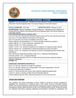 Fillable Online SUBJECT: Personnel Records Maintenance and Collection ...