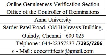 Anna University Genuineness Verification