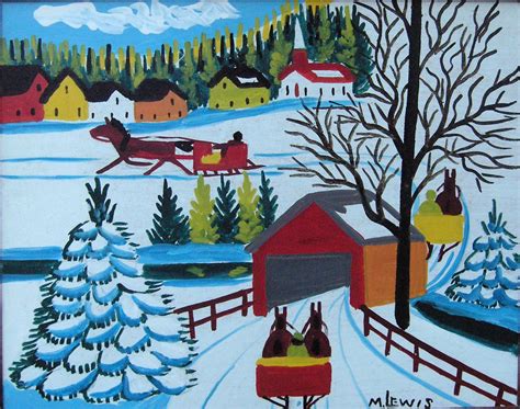 'The Covered Bridge' by Maud Lewis at Mayberry Fine Art | Canadian art