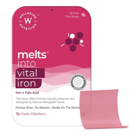 Buy Wellbeing Nutrition Melts Vital Iron, Folate, Elderberry Flavour ...
