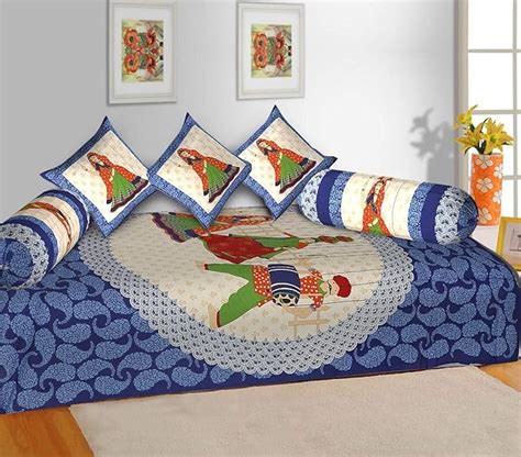 FRESH FROM LOOM Diwan Set Covers Cotton Jaipuri Diwan Set (Set of 6pc ...