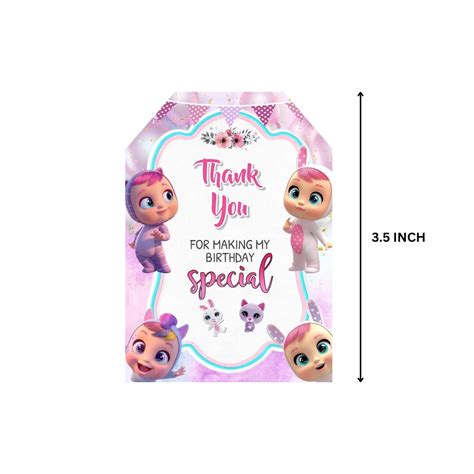 Cry Babies Theme Thank You Cards & Return Gift Tags - 30Pcs, 2x3.5, 25 ...