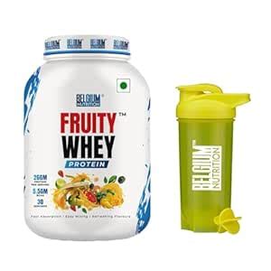 Belgium Nutrition Fruity Whey Protein with 26g Protein, 5.5 BCAAs, 6g ...