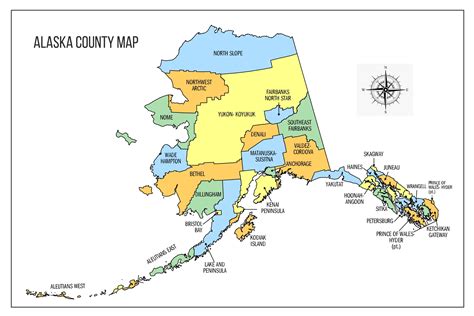 35x24in Alaska County Map 【Coated Paper】 - Walmart.com