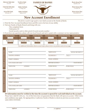 Fillable Online New Account Enrollment Form.ai - Family Of Banks Fax ...
