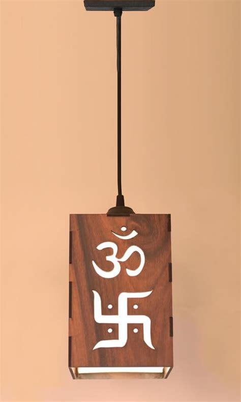 Buy GOJEEVA Swastik and Aum Symbol Wooden 10 Watts Ceiling Carved ...