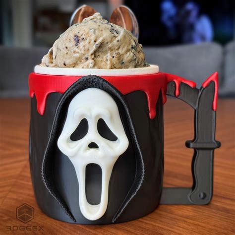 🧊 Ghostface Ice Cream Pint Holder・ STL File for 3D printing・Cults