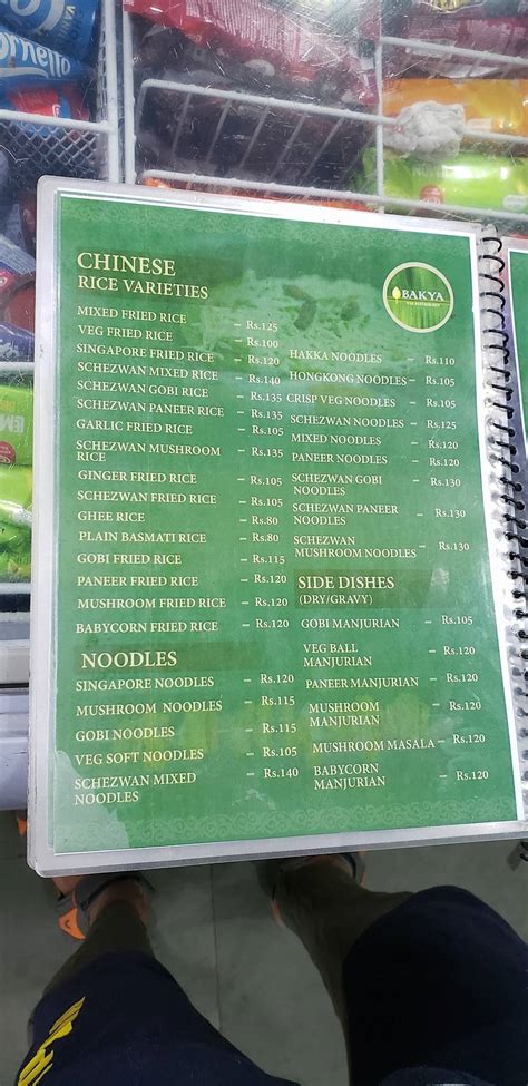 Menu at Bakya Veg Restaurant, Chennai, 13/7