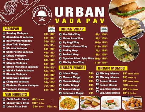 Menu at Urban Vada Pav, Ahmedabad, Harvy-Himalaya Complex