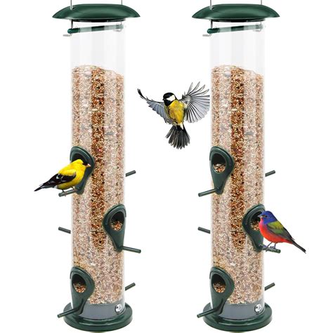 Vivace Bird Feeder, 2 Pack Classic Tube Bird Feeders for Outdoors ...
