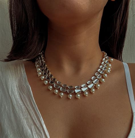 Aria Double Layered Polki Necklace with Earrings and Tika – Bareilly Ka ...