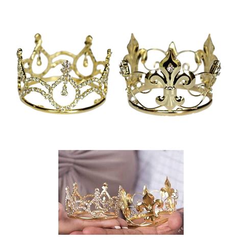 Buy Set of 2 Crowns:"Amos" and"Leiah" Gold Mini Rhinestone Crown, 2.4 ...