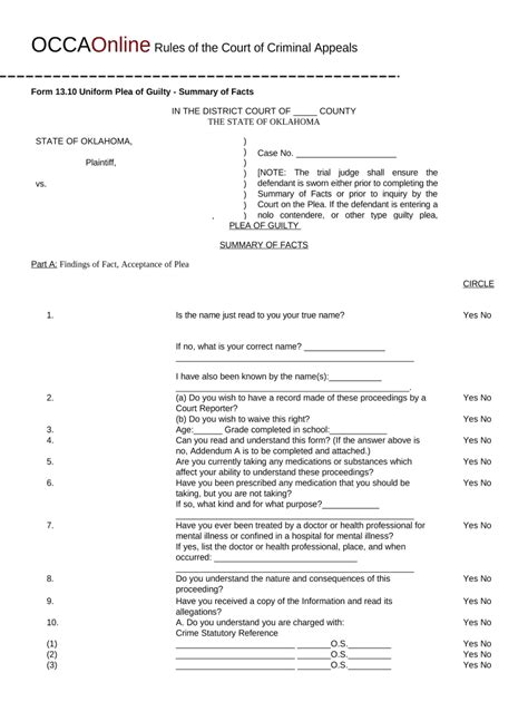oklahoma guilty summary Doc Template | pdfFiller