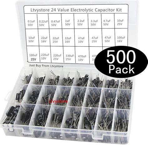 Electrolytic Capacitors Kit, Aluminum Radial Leads Capacitor Assorted ...