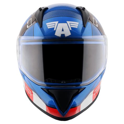 VEGA Bolt Marvel Captain America Dull Blue Red White Full Face Helmet ...
