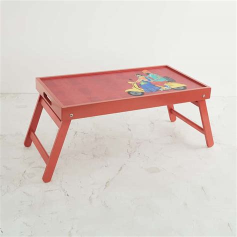 Raisa Multicolour Printed Breakfast Tray - 57 cm | Brown | MDF