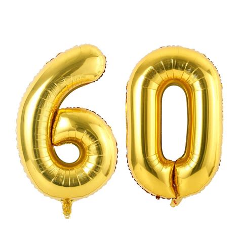 Gold Number Balloons, 60th Birthday Party Decorations Balloons Foil ...