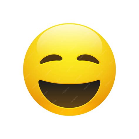 Vector Emoji visage souriant jaune avec les yeux fermés et la bouche ...