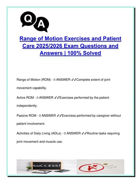 Range of Motion Exercises and Patient Care - 50+ Verified Exam ...