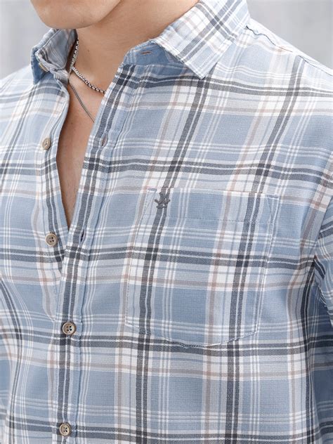 Comfort Fit Checkered Pattern Casual Shirt | Blue – Wrogn