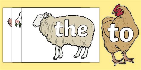 Phase 2 Tricky Words on Farm Animals (teacher made) - Twinkl