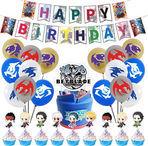 Buy Bey-blade Birthday Party Supplies.Beyblade Decorations include Cake ...