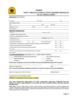 Fillable Online wv forest stewardship operating plan form Fax Email ...