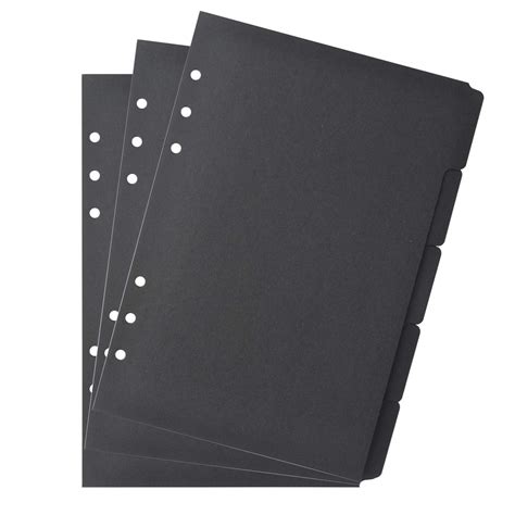 Bluecell 3 Sets Black Color Paper Divider Index Page Tab Cards for 6 ...