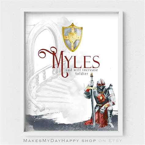 Myles Name,printable Name Meaning,custom First Name,knight Warrior ...