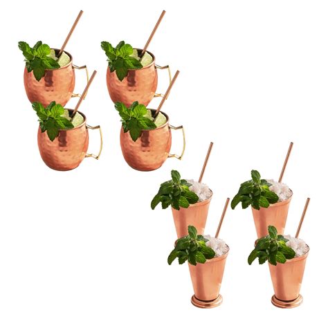 Sol Living Mint Julep Cups and Moscow Mule Bundle Gift Set Includes 4 ...